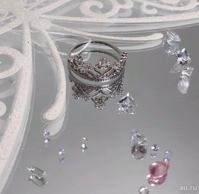 Лот: 13594816. Фото: 1. Кольцо серебряное "Корона" 5 камней. Кольца, перстни