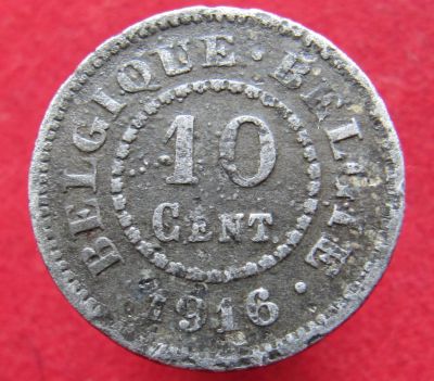 Лот: 15159327. Фото: 1. Бельгия 10 сантимов, 1916г.. Остальные страны