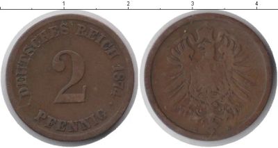 Лот: 3760789. Фото: 1. 2 pfennig 1874 Германия. Продажа... Германия и Австрия