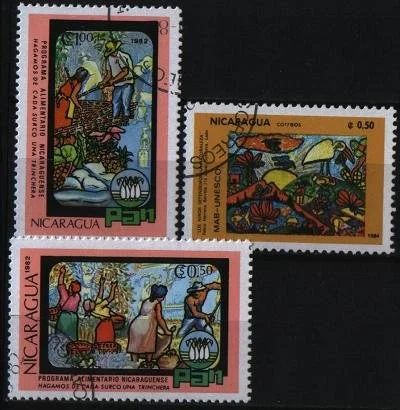 Лот: 9718815. Фото: 1. Никарагуа 1982-84г - 3 марки. Марки