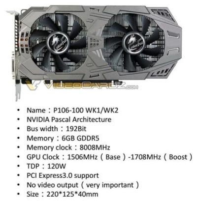Лот: 11243395. Фото: 1. Nvidia P106-100. Видеокарты