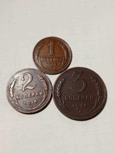 Лот: 24374631. Фото: 1. 3 монеты 1924 г. СССР. Хорошие... Россия и СССР 1917-1991 года