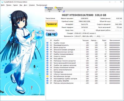 Лот: 17357555. Фото: 1. Жесткий диск 320Gb 5400rpm HGST... Жёсткие диски (HDD)