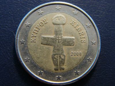 Лот: 6034497. Фото: 1. 2 евро 2008, Кипр, с идолом. Европа