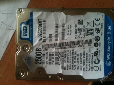 Лот: 2059348. Фото: 1. ЦВ2500ИУМЕ250ГБ. Жёсткие диски (HDD)