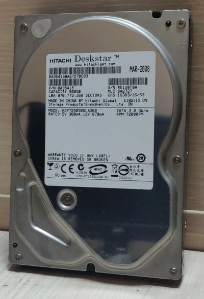 Лот: 19365217. Фото: 1. HDD 500 Гб, Sata, 7200 об/мин... Жёсткие диски (HDD)
