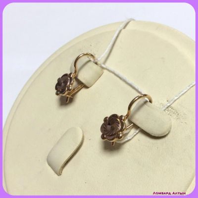 Лот: 6212769. Фото: 1. Золотые серьги 585 пробы. Вес... Серьги, каффы