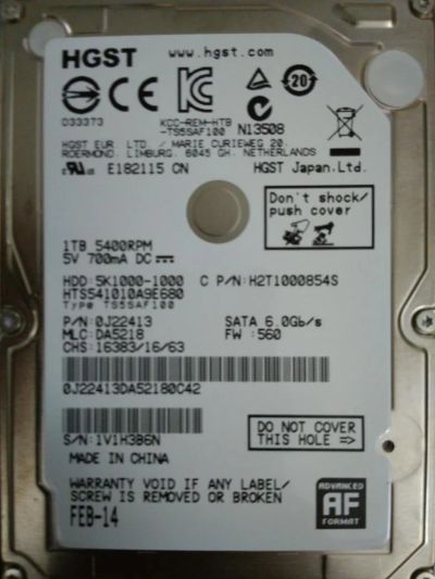 Лот: 11027182. Фото: 1. Жесткий диск 1 Tb 2.5". Жёсткие диски (HDD)