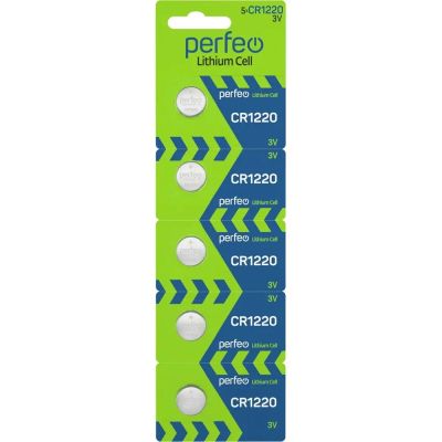 Лот: 25794342. Фото: 1. Батарейка Perfeo CR1220/5BL Lithium... Батарейки, аккумуляторы, элементы питания