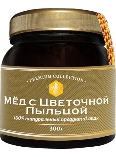 Лот: 7014874. Фото: 1. Мед с цветочной пыльцой, 300 гр. Антисептики, защитные средства, медицинские маски