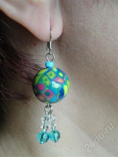 Лот: 565728. Фото: 1. Изделия из полимерной глины серьги... Серьги, каффы