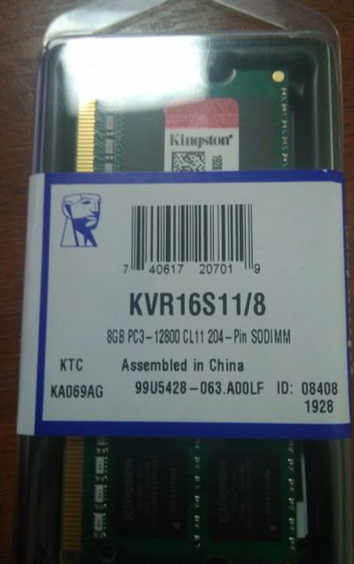 Лот: 15401967. Фото: 1. Kingston KVR16S11/8 DDR3 sodimm. Оперативная память