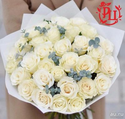 Лот: 13427978. Фото: 1. Лот № 96 Букет из белых роз и... Свежие цветы