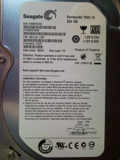Лот: 4677922. Фото: 1. Жесткий диск 250 Gb HDD Seagate... Жёсткие диски (HDD)