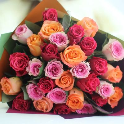 Лот: 6995505. Фото: 1. Букет из 33 кенийских роз 40см... Свежие цветы