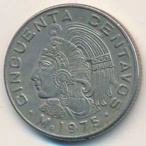 Лот: 9677599. Фото: 1. Мексика 50 сентаво 1975 года. Америка