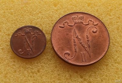 Лот: 13290047. Фото: 1. 1 пенни и 5 пенни 1916 года. Русская... Россия до 1917 года