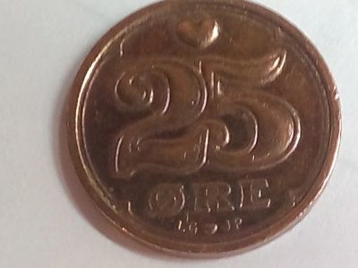 Лот: 16372914. Фото: 1. Монета Дании 25 эре. Европа