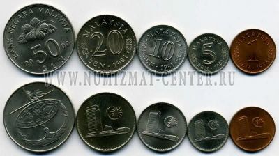 Лот: 5431410. Фото: 1. 5 малазийских ринггит центов. Азия
