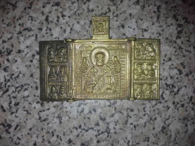 Лот: 6358957. Фото: 1. Складень Николай Чудотворец 18... Иконы