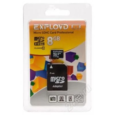 Лот: 3428206. Фото: 1. 8Gb MicroSDHC Exployd class 10... Карты памяти