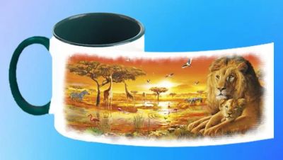 Лот: 7002424. Фото: 1. Кружка "Сафари" №01 цветная внутри... Сувенирные мелочи