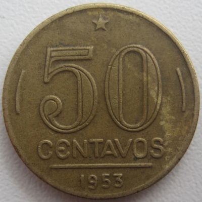 Лот: 3761838. Фото: 1. Бразилия 50 сентаво 1949-56. Америка