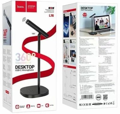 Лот: 22143325. Фото: 1. МИКРОФОН HOCO L16 USB-C desktop... Микрофоны