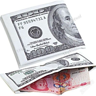 Лот: 2000188. Фото: 1. Бумажник в виде 100$ купюры. Бумажники, кошельки, портмоне