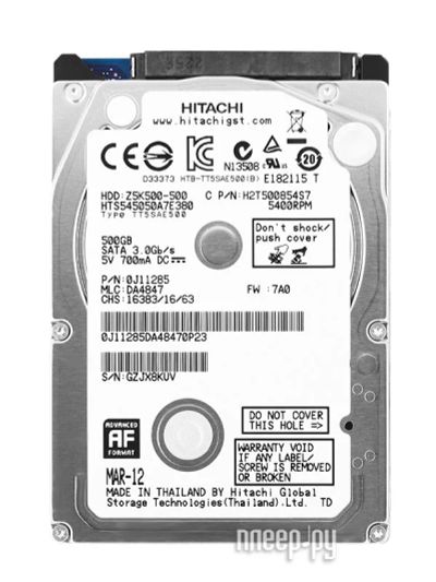 Лот: 4049416. Фото: 1. Жесткий диск ноутбука Hitachi... Жёсткие диски (HDD)