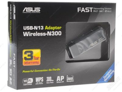 Лот: 9879581. Фото: 1. Asus usb n13 wireless n300 adapter... WiFi, Bluetooth адаптеры