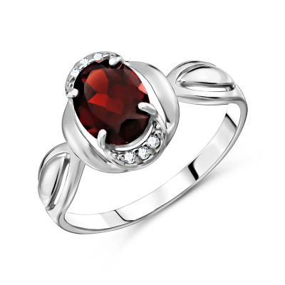 Лот: 23850151. Фото: 1. Серебряное кольцо с гранатом и... Кольца, перстни