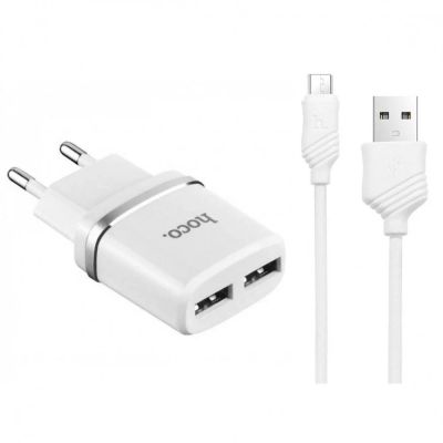 Лот: 12956359. Фото: 1. Сетевой адаптер HOCO 2USB C12... Зарядные устройства, блоки питания, адаптеры сетевые для смартфонов