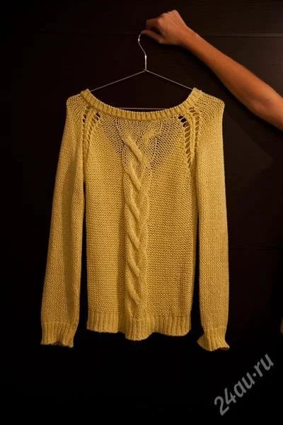 Лот: 2112844. Фото: 1. Желтый неон свитер Zara с открытой... Свитеры, толстовки, худи