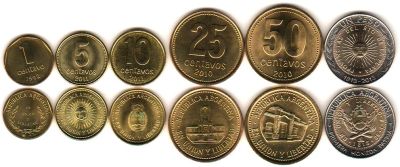 Лот: 6638585. Фото: 1. 1992-2011 г. Аргентина 1-5-10-25-50... Наборы монет