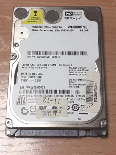 Лот: 18438431. Фото: 1. 80gb HDD 2.5" Sata для ноутбука... Жёсткие диски (HDD)