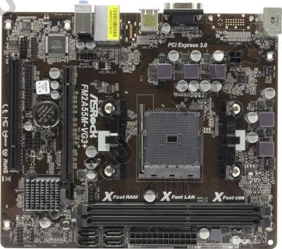 Лот: 11048325. Фото: 1. ASRock FM2A55M-VG3+ SocketFM2... Материнские платы