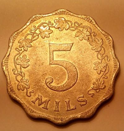 Лот: 4949551. Фото: 1. Мальта. 5 мил 1972 год. Европа