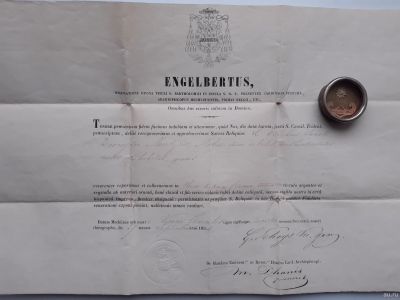 Лот: 15204336. Фото: 1. мощевик с документом 1854 г... Другое (антиквариат)