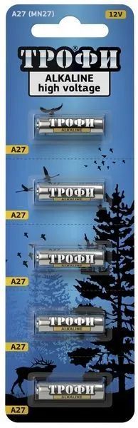 Лот: 22151149. Фото: 1. Элем.пит.ТРОФИ A27 (MN27) BL-5... Батарейки, аккумуляторы, элементы питания