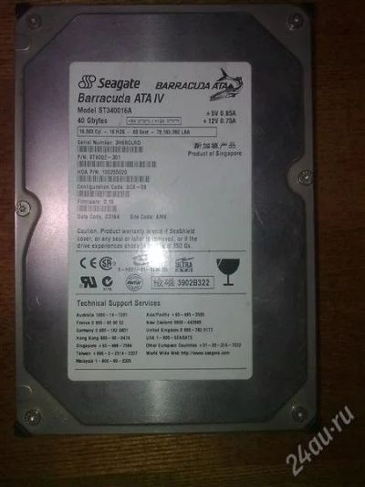 Лот: 1323052. Фото: 1. HDD Seagate 40Gb IDE ST340016A. Жёсткие диски