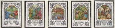 Лот: 1790788. Фото: 1. 1997 (370) сказки Пушкина полная. Марки