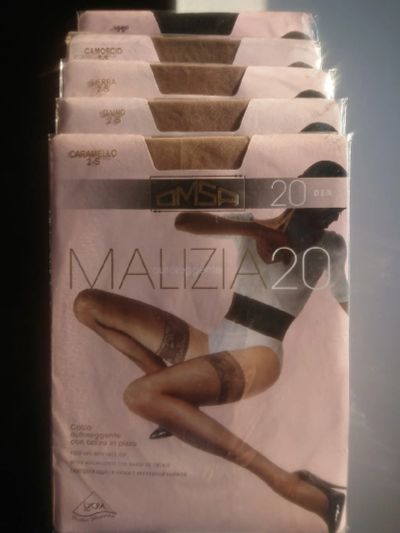 Лот: 18214777. Фото: 1. Чулки Omsa Malizia 20 размер 2. Колготки, чулки