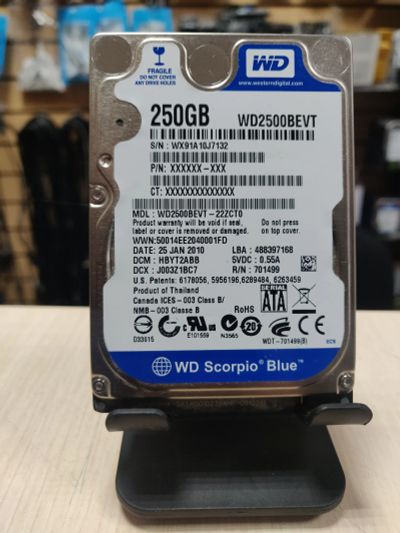 Лот: 21059283. Фото: 1. HDD для ноутбука 2.5"/250 Гб/5400... Жёсткие диски (HDD)