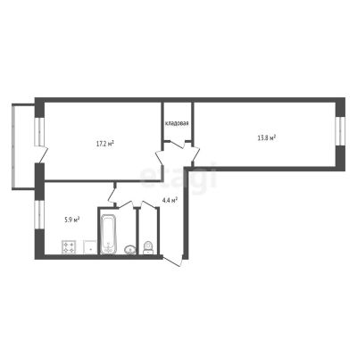 Лот: 25058980. Фото: 1. Продам 2-комн. кв. 47.7 кв.м... Квартиры, студии