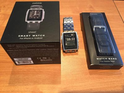 Лот: 8120752. Фото: 1. pebble steel(2 ремешка: кожанный... Смарт-часы, фитнес-браслеты, аксессуары
