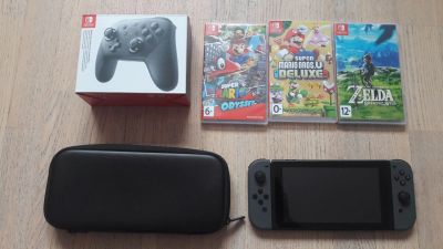 Лот: 14329969. Фото: 1. Nintendo switch + 3 игры + Pro... Игровые приставки, консоли