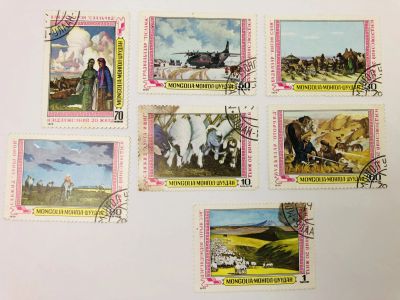 Лот: 23314505. Фото: 1. Монгольские художники - Сельское... Марки