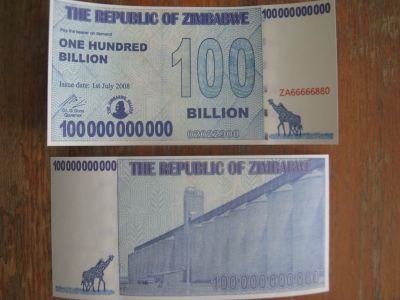 Лот: 19311215. Фото: 1. Зимбабве 100 миллиардов долларов... Африка