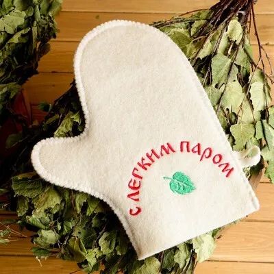 Лот: 20752572. Фото: 1. Рукавица для бани "С легким паром... Кружки, стаканы, бокалы